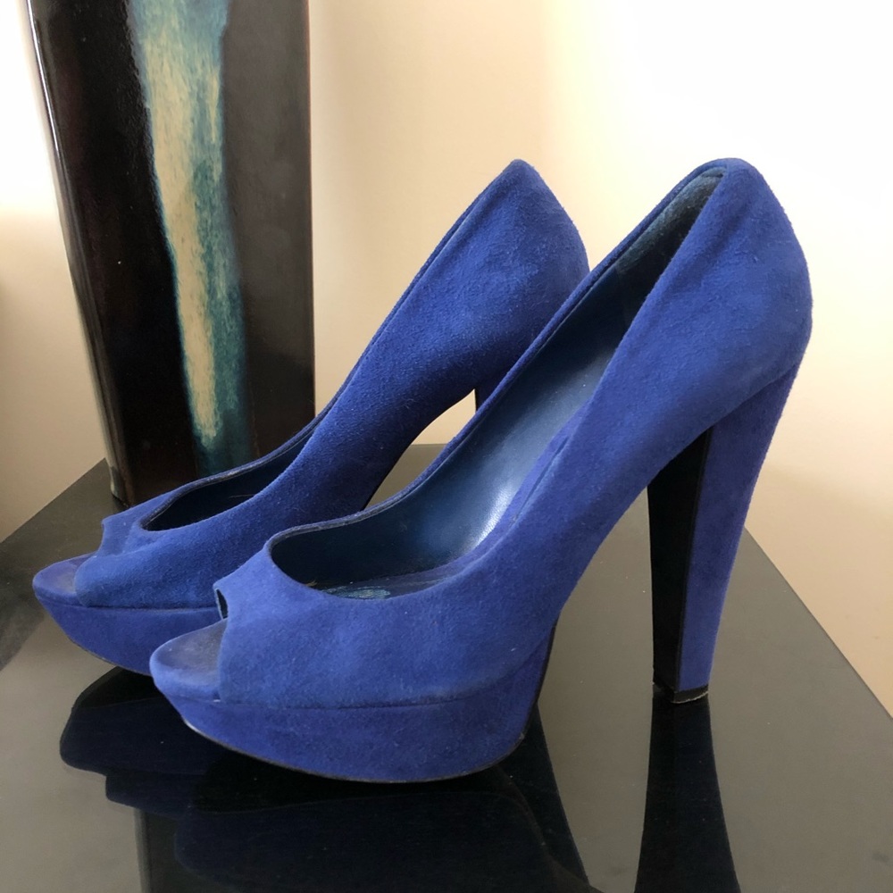 Blue Suede Aldo Platforms